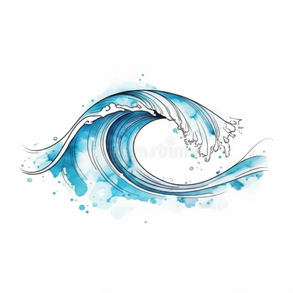Watercolor Wave Tattoo Design - Ocean Inspired Ink Watercolor Wave Tattoo Design - Ocean Inspired Ink