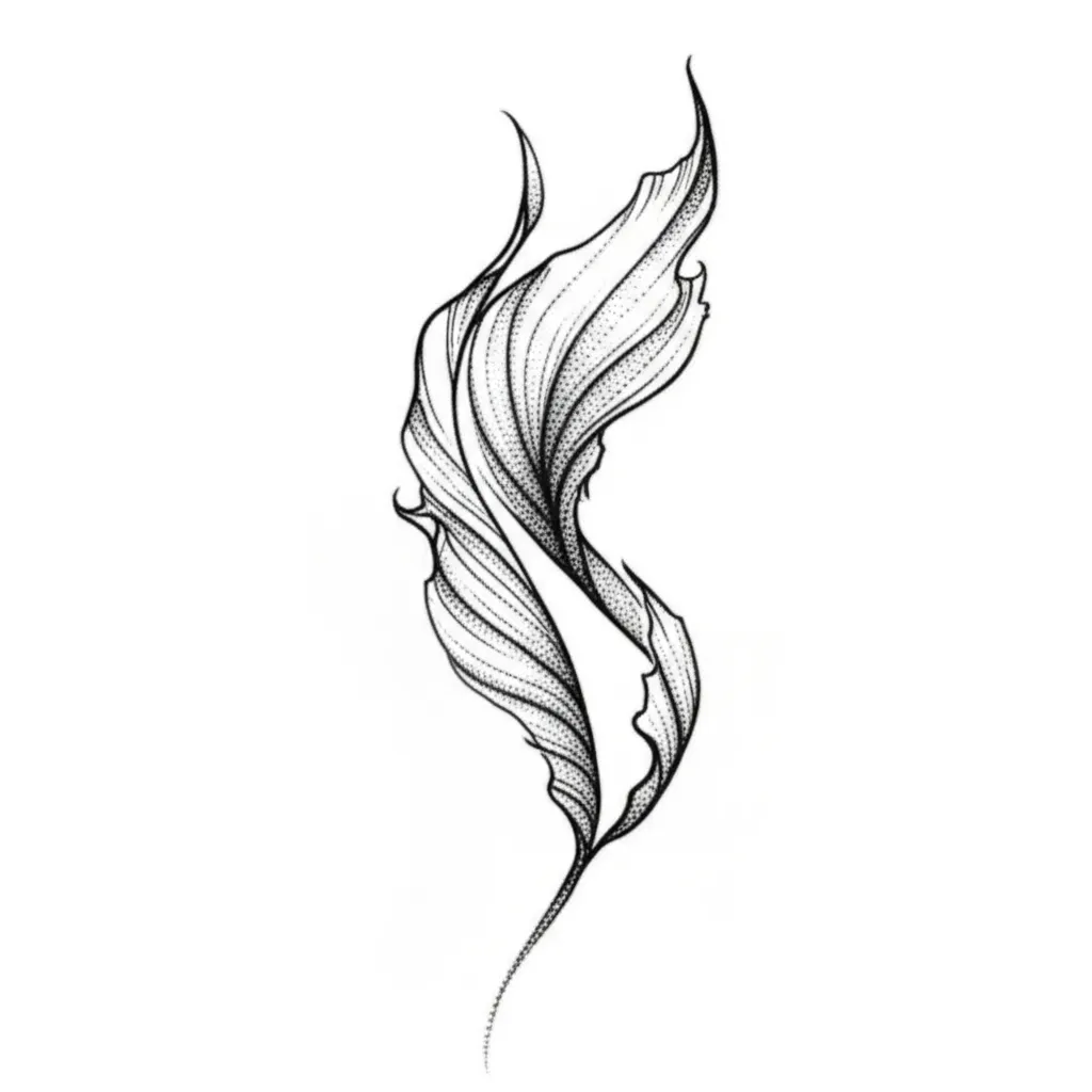 Fine Line Jellyfish with Leaf Fins Tattoo Idea Fine Line Jellyfish with Leaf Fins Tattoo Idea