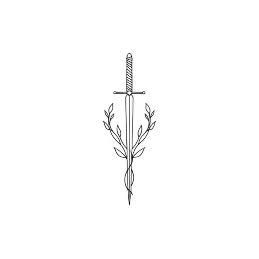 Minimalist Sword and Vines Lower Back Tattoo Design Minimalist Sword and Vines Lower Back Tattoo Design