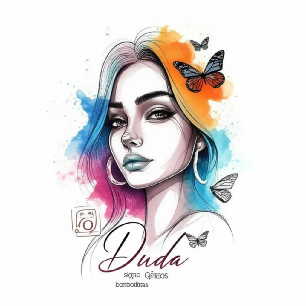 Watercolor Gemini Tattoo Design with Butterflies for Duda Watercolor Gemini Tattoo Design with Butterflies for Duda