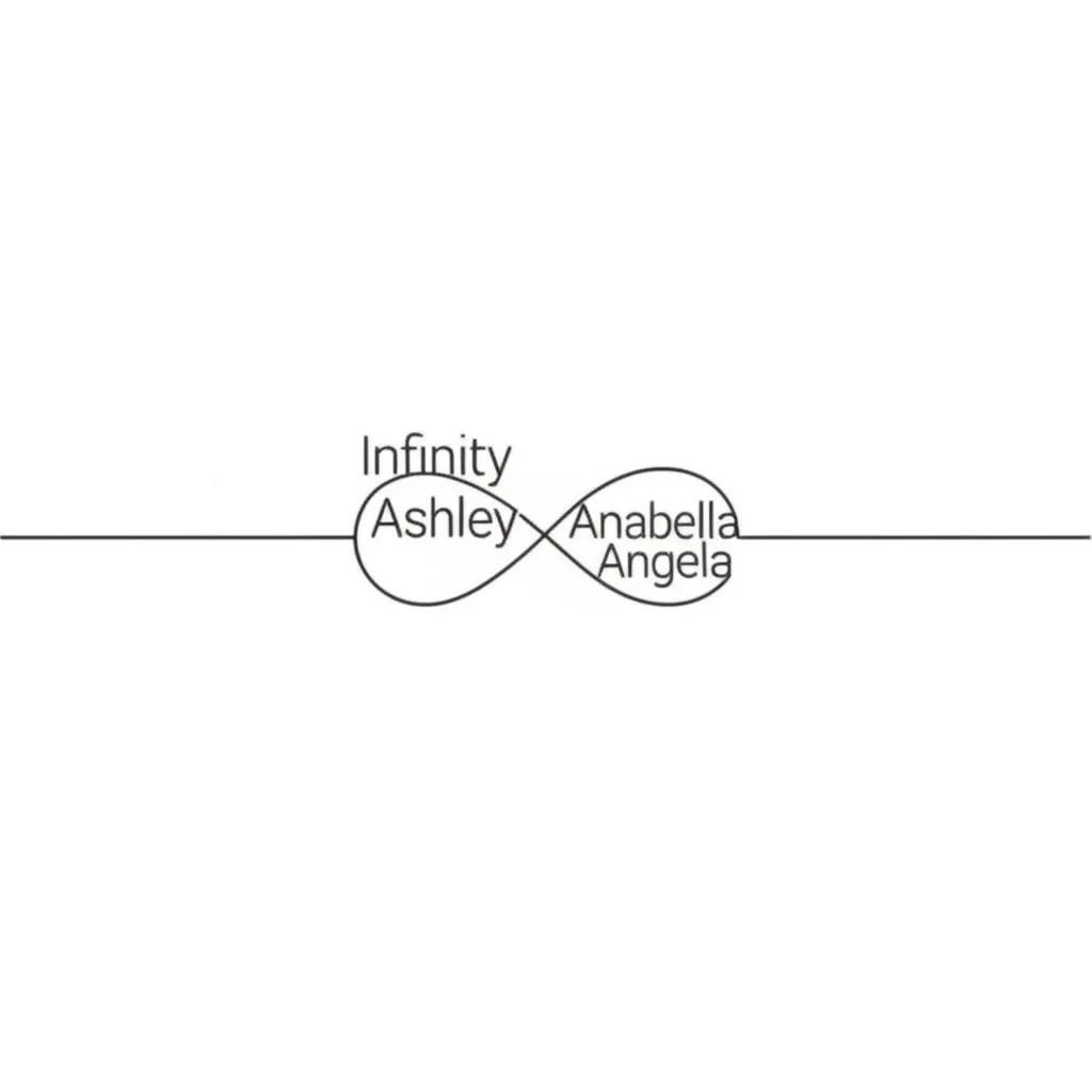 Minimalist Infinity Tattoo with Names: Ashley, Anabella, Angela Minimalist Infinity Tattoo with Names: Ashley, Anabella, Angela