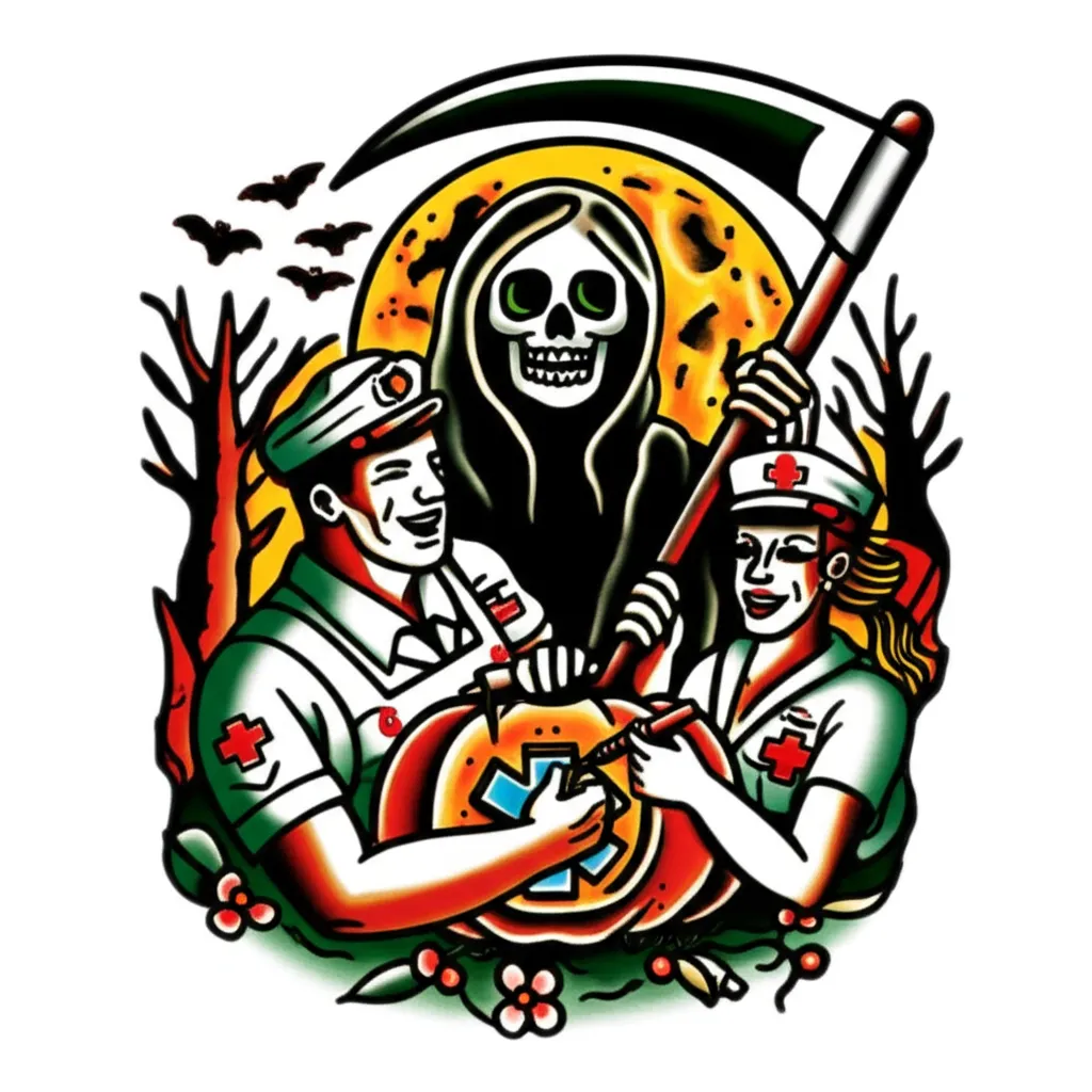 American Traditional Paramedic Pumpkin Carving Tattoo American Traditional Paramedic Pumpkin Carving Tattoo