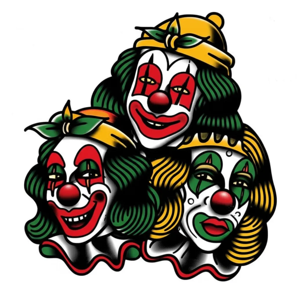 Old School Chola Clown Tattoo Design