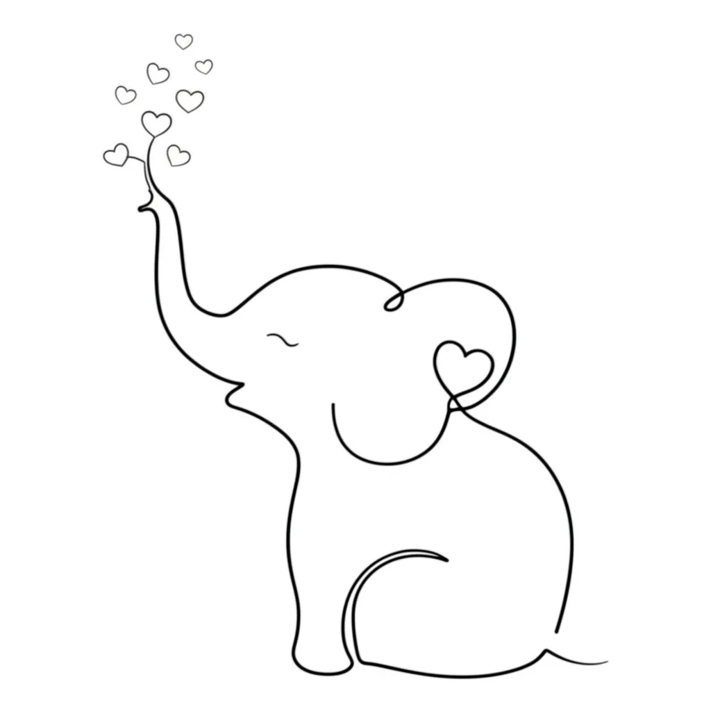 Minimalist Baby Elephant Tattoo with Hearts - Cute and Simple Design Minimalist Baby Elephant Tattoo with Hearts - Cute and Simple Design