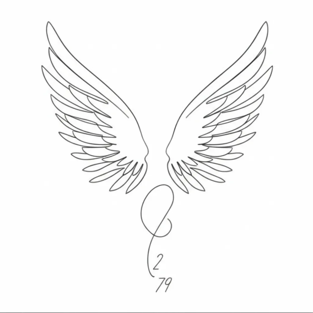 Minimalist Angel Wings Tattoo with 9/2/79 Date