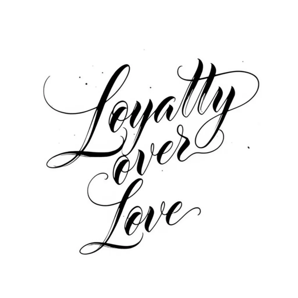 Loyalty Over Love Calligraphy Tattoo Design