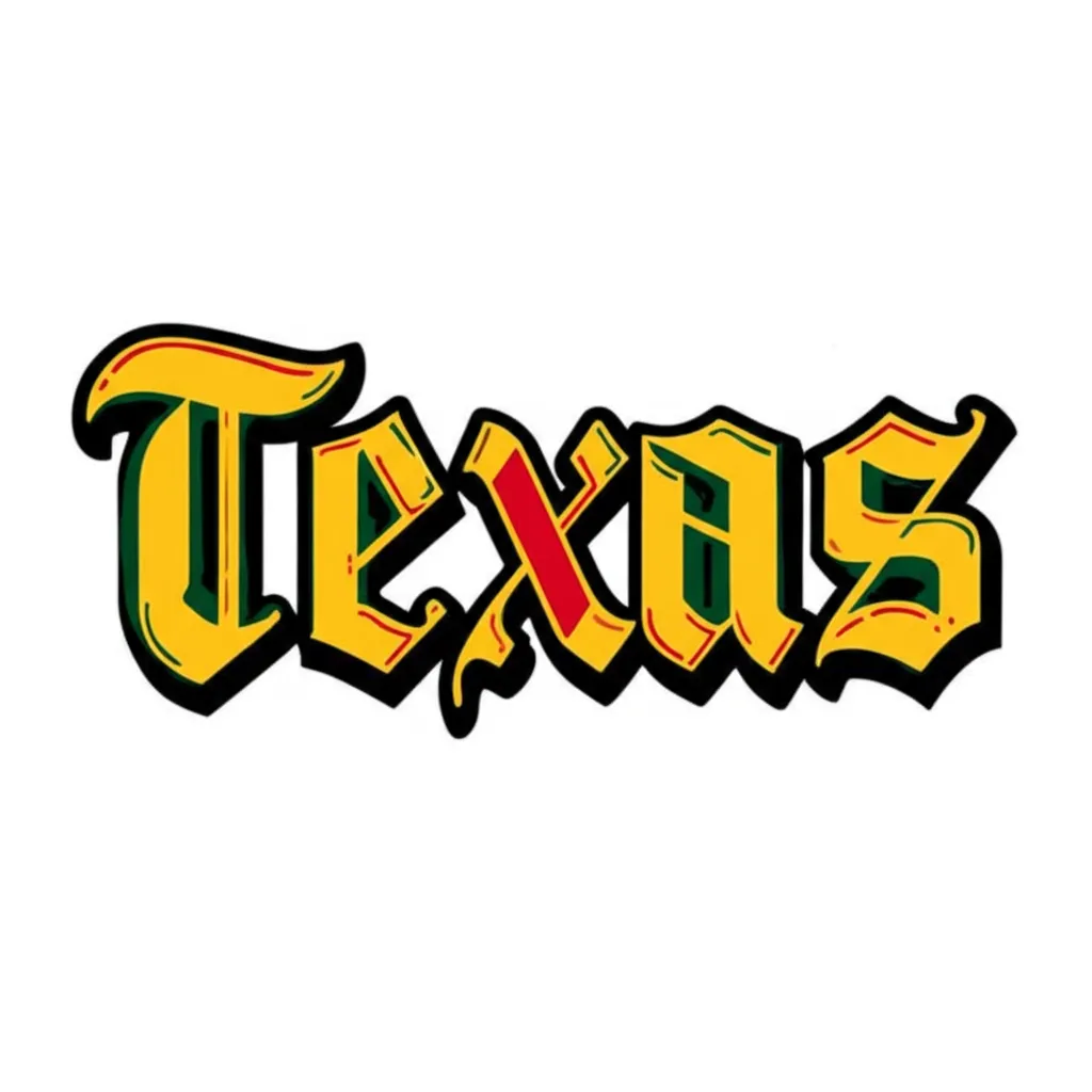 Texas in Gothic Font Old School Tattoo Design
