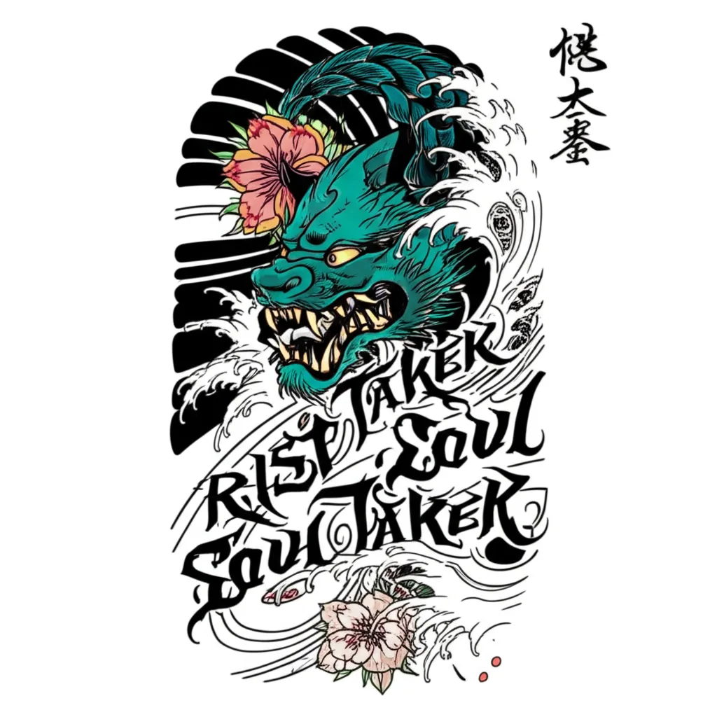 Japanese Dragon Rist Taker Soul Taker Tattoo Design