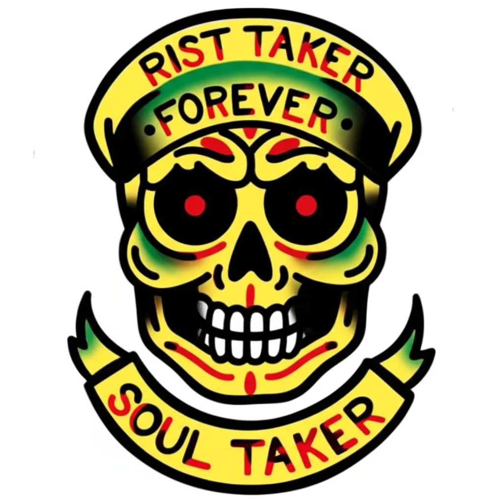 Old School RIST TAKER FOREVER SOUL TAKER Tattoo Design