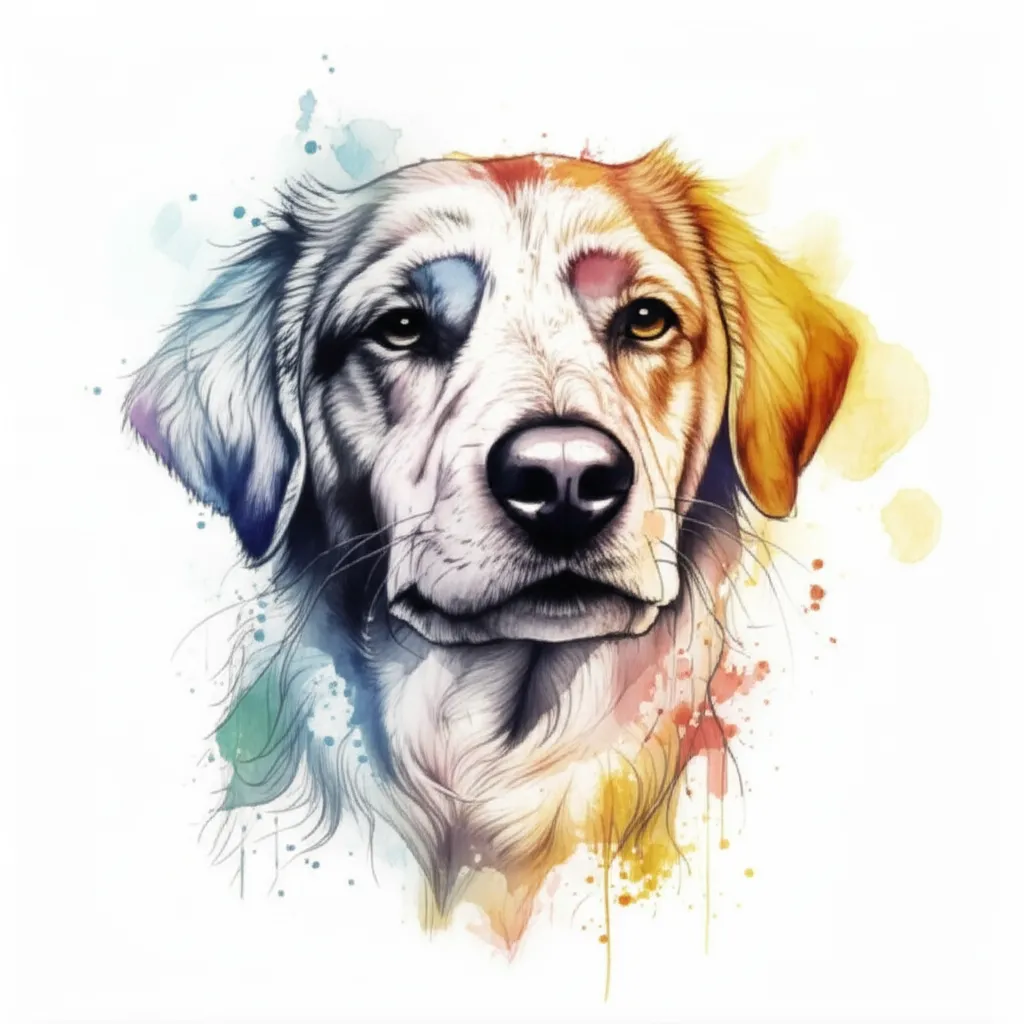 Watercolor Dog Memorial Tattoo Design Watercolor Dog Memorial Tattoo Design