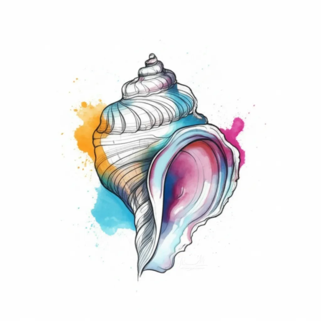 Watercolor Capiz Shell Tattoo Design