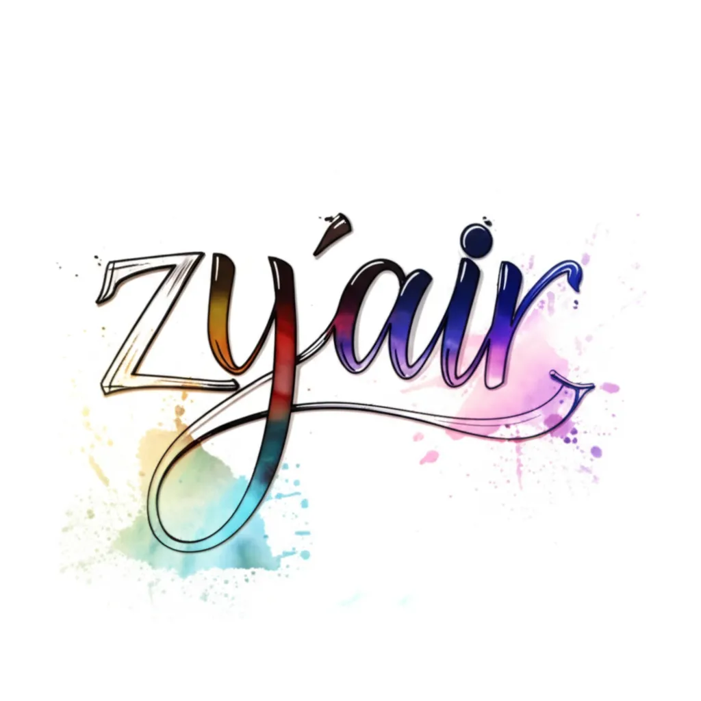 Zy'air Watercolor Name Tattoo Design