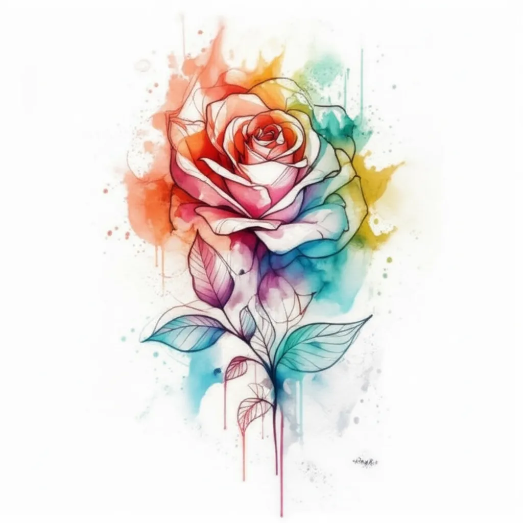 Watercolor Rose Shoulder Tattoo Design for Women