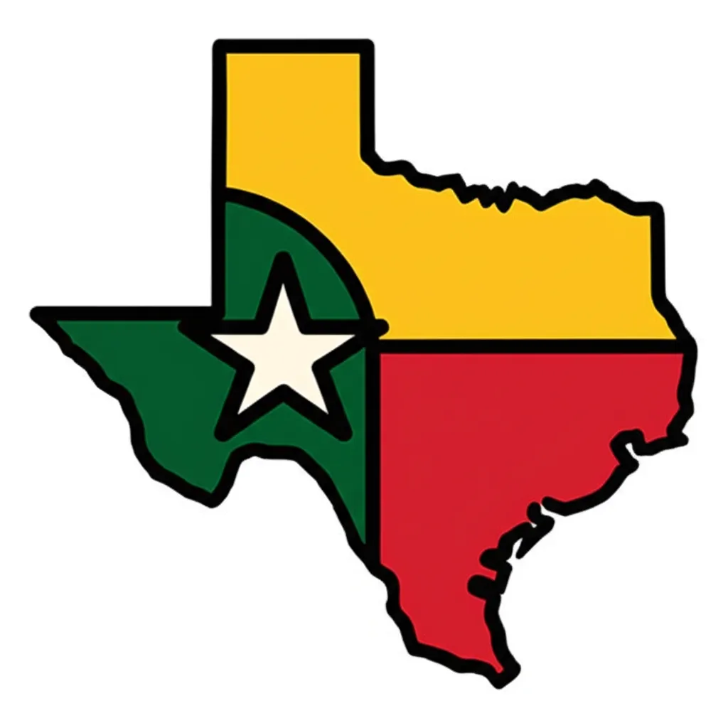Old School Texas Map Tattoo Design