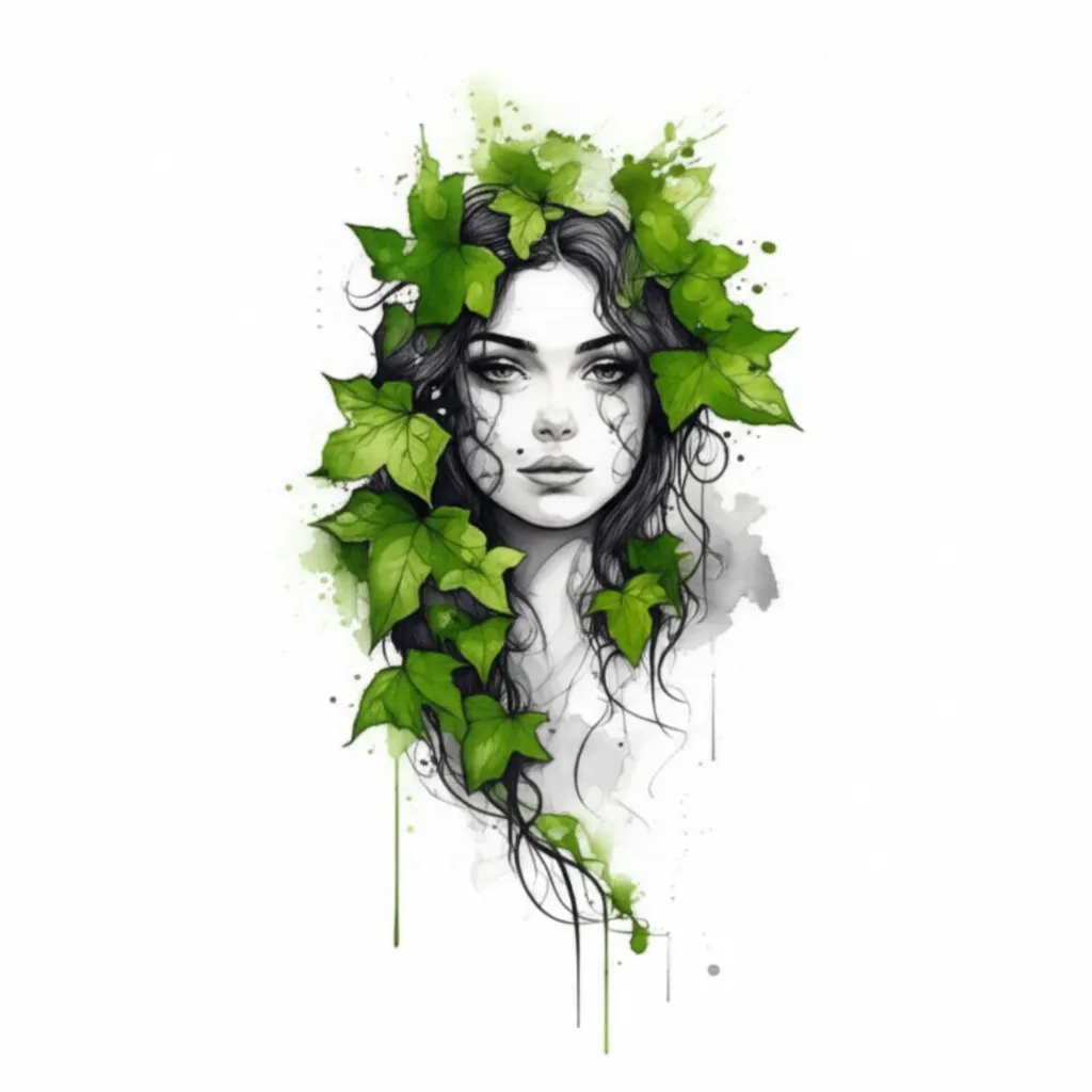 Poison Ivy Tattoo with Lyrics 'Ivy in Elk Grove' - Watercolor Style