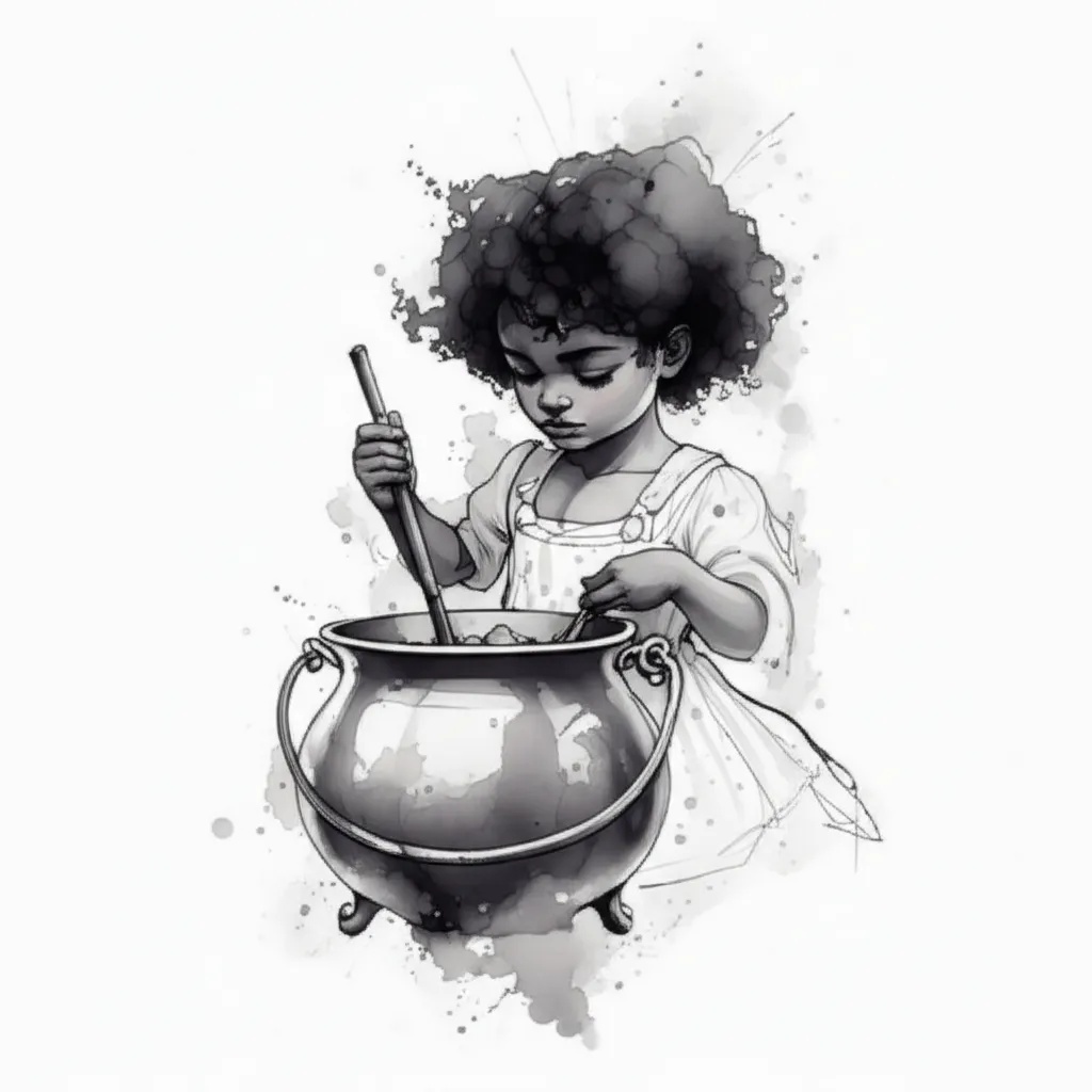 Black and White Watercolor Witch Tattoo Idea Black and White Watercolor Witch Tattoo Idea