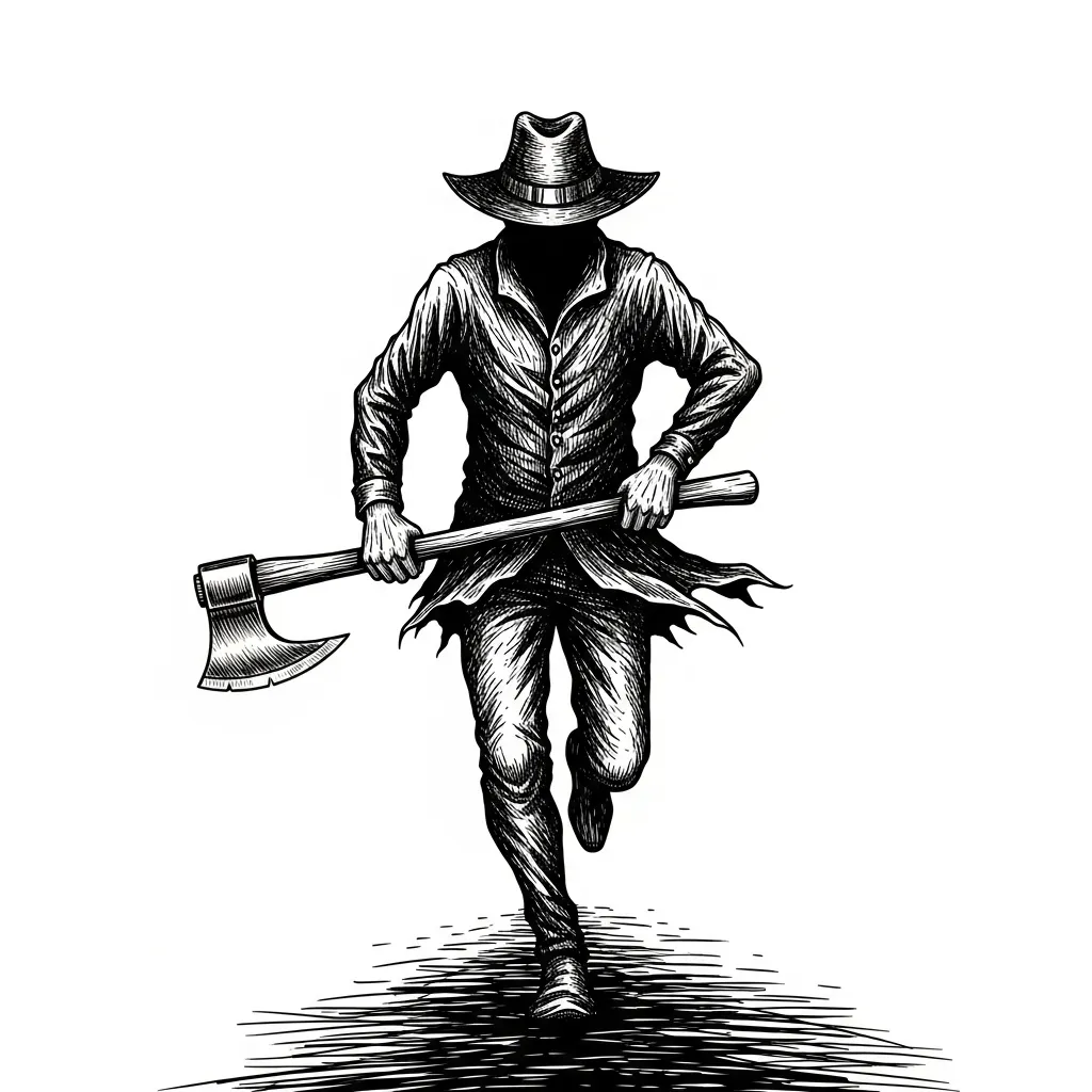 Gothic Running Man with Hatchet Tattoo Design
