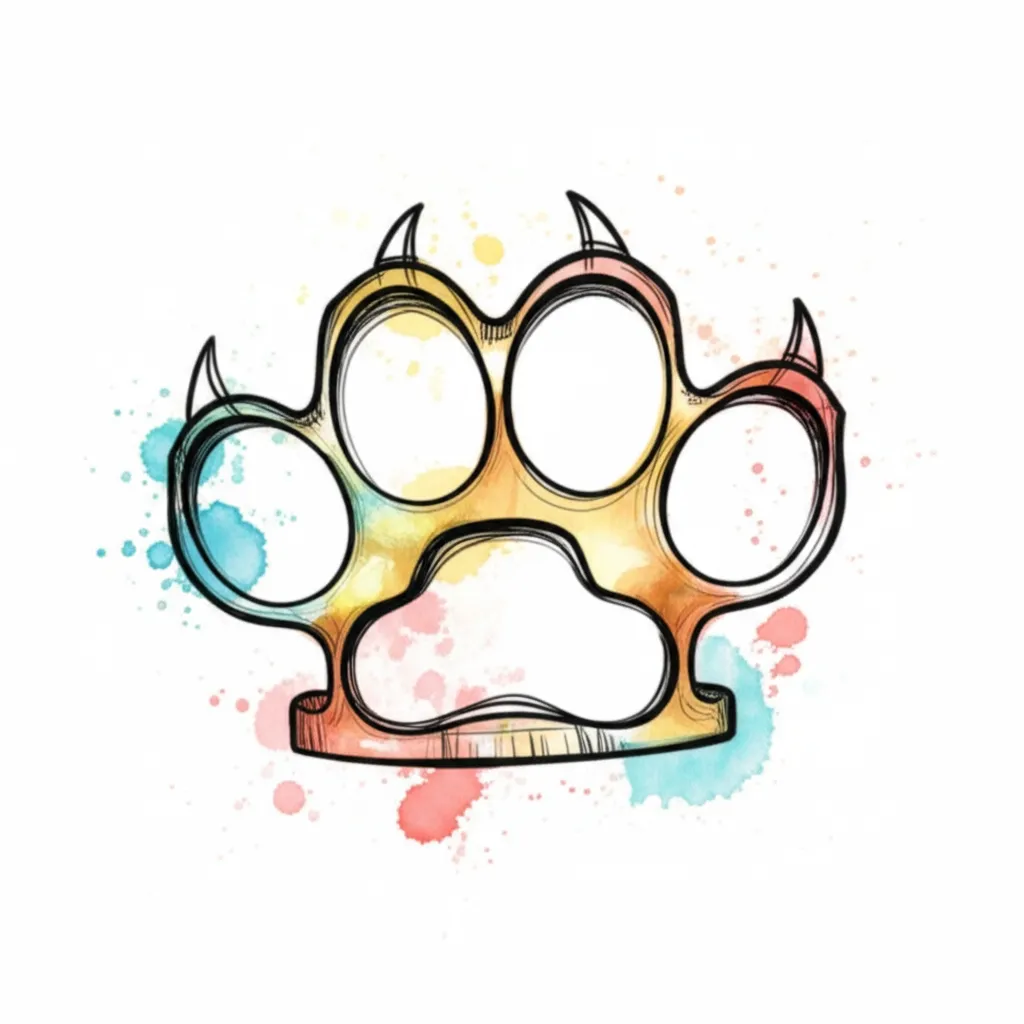 Watercolor Dog Paw Brass Knuckles Tattoo Design