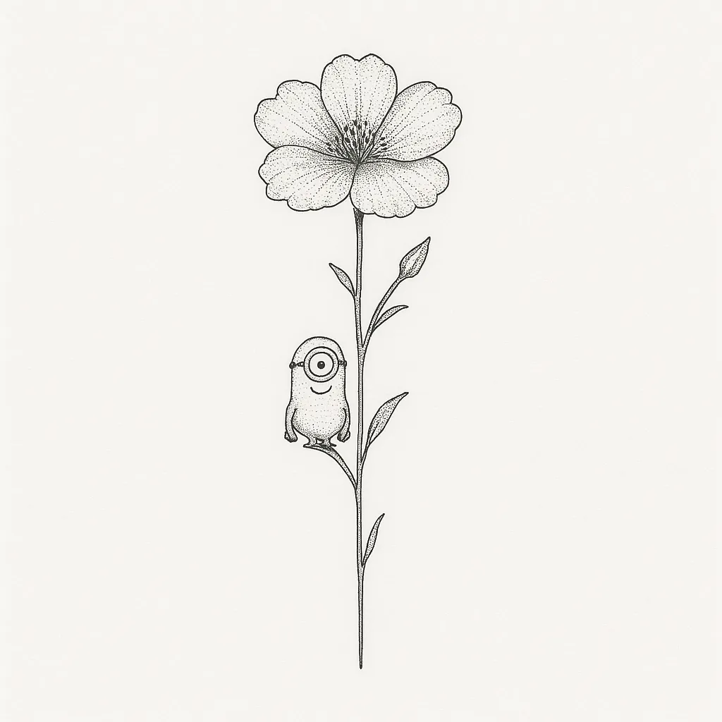 Coronation Flower with Kevin Fine Line Tattoo Design Coronation Flower with Kevin Fine Line Tattoo Design
