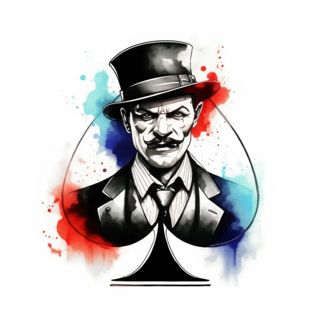 Watercolor Hustler Tattoo Design Covering Spade Watercolor Hustler Tattoo Design Covering Spade