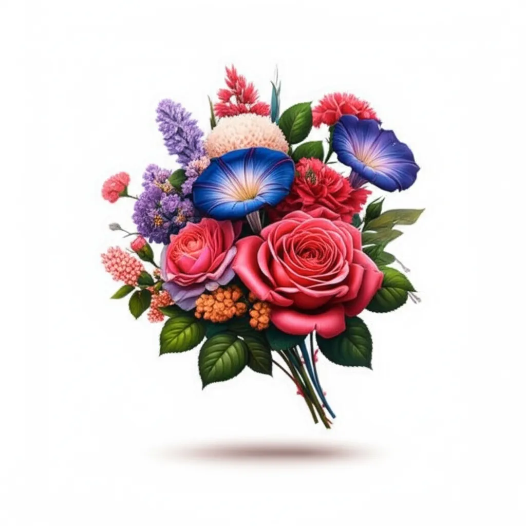 3D Flower Bouquet Tattoo: Roses, Carnations, and Morning Glories