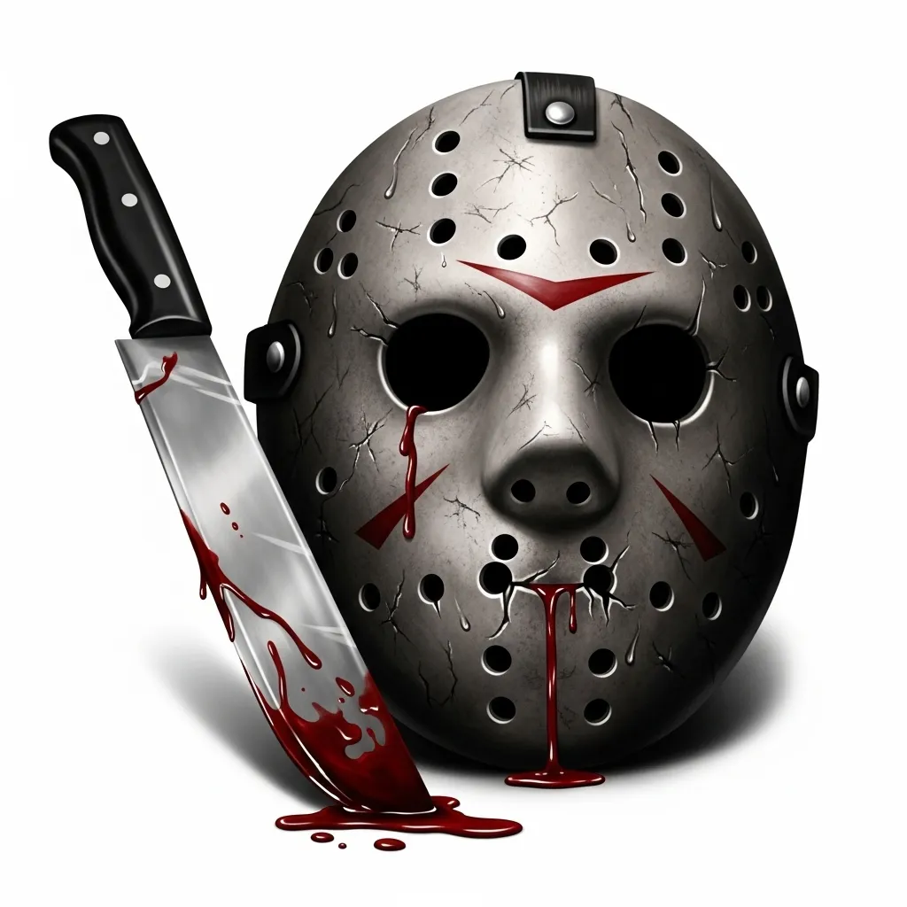 Scary Jason Mask with Blood and Knife Realism Tattoo Scary Jason Mask with Blood and Knife Realism Tattoo