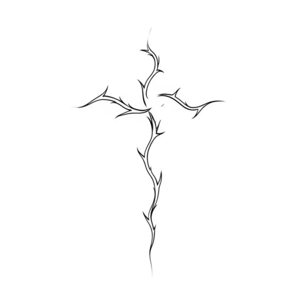 Minimalist Thorn Cross Back Tattoo Design Minimalist Thorn Cross Back Tattoo Design