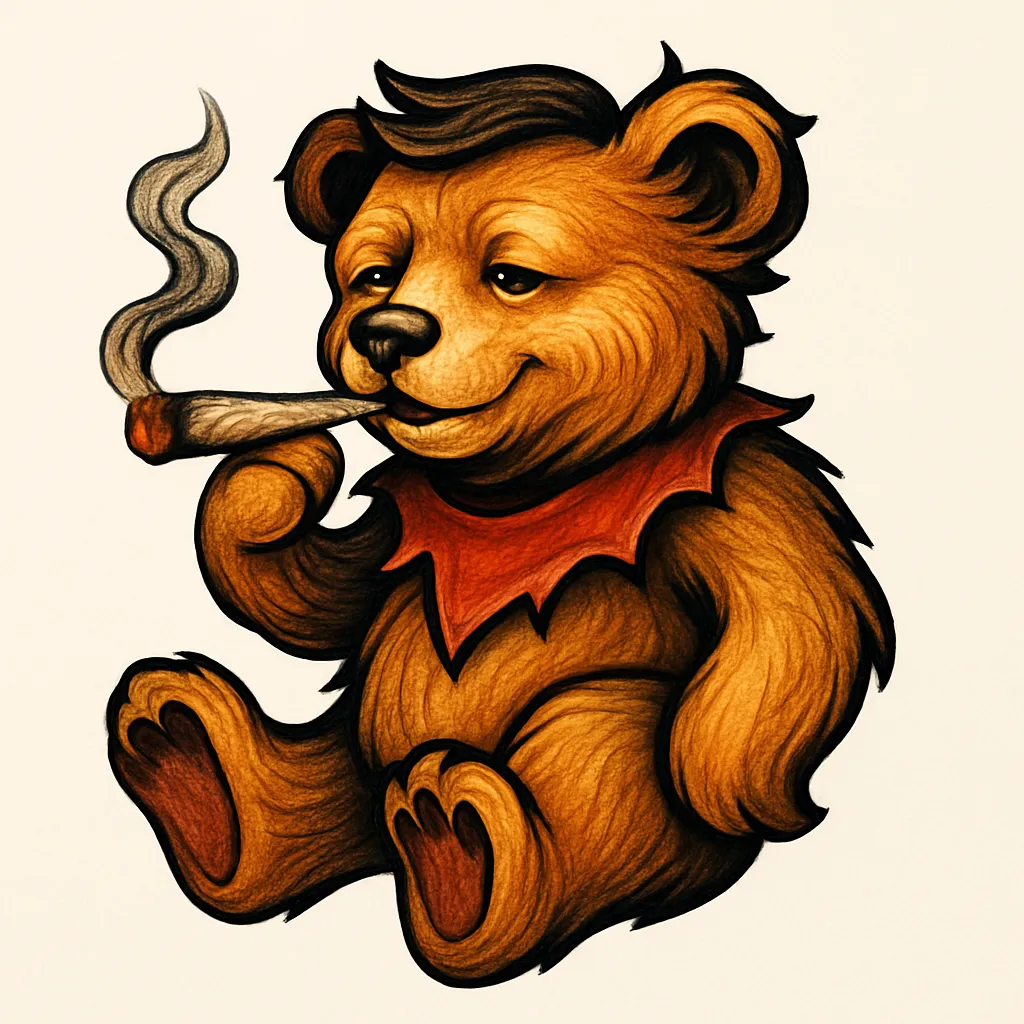 Grateful Dead Bear Joint Neo-Traditional Tattoo Design