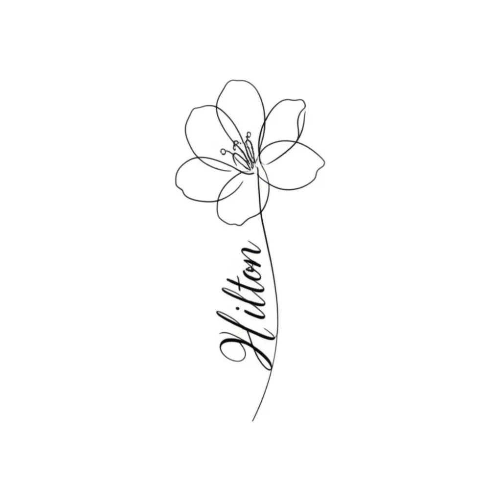 Minimalist May Birth Flower Tattoo with Hilton Name