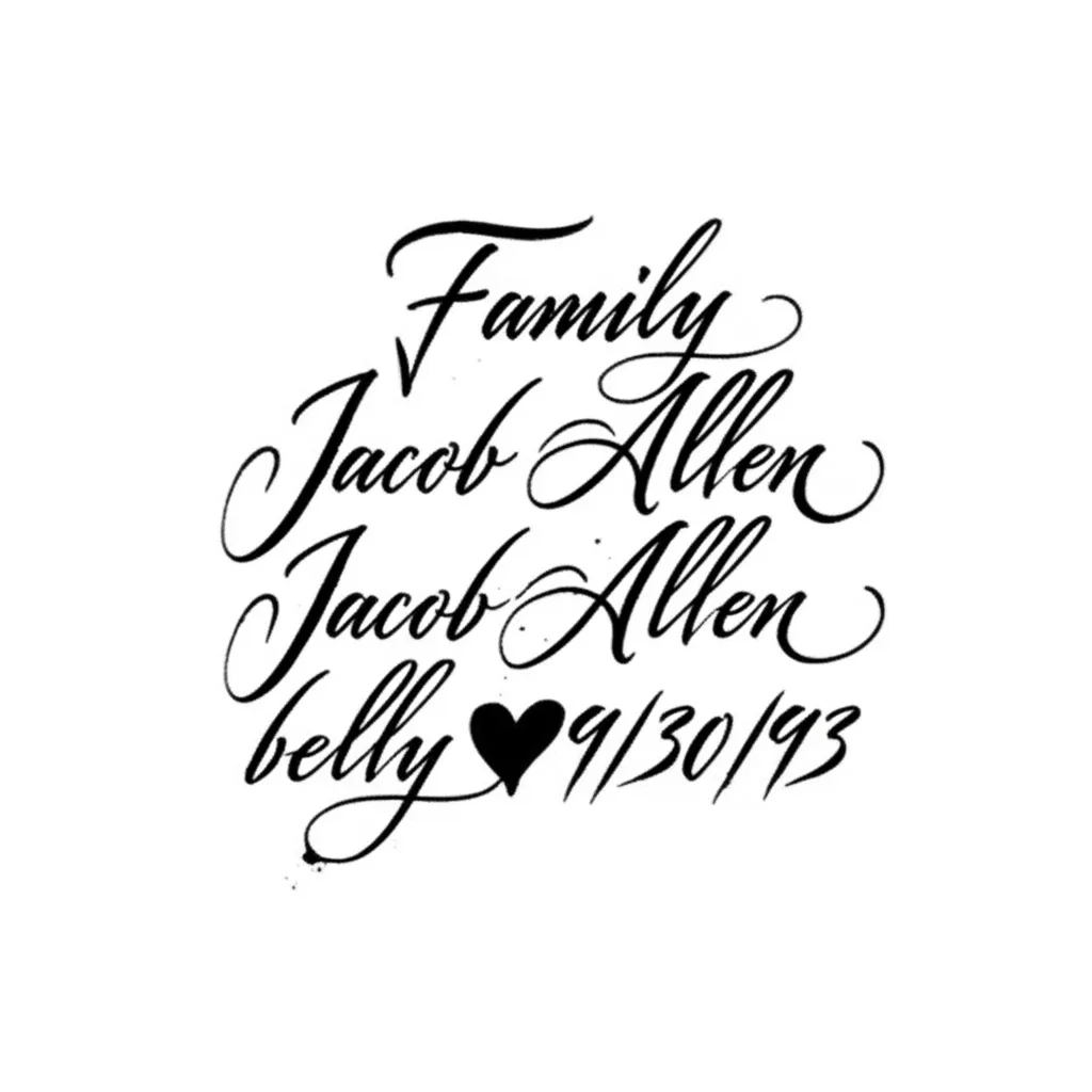 Family Name Tattoo: Jacob Allen Memorial Design
