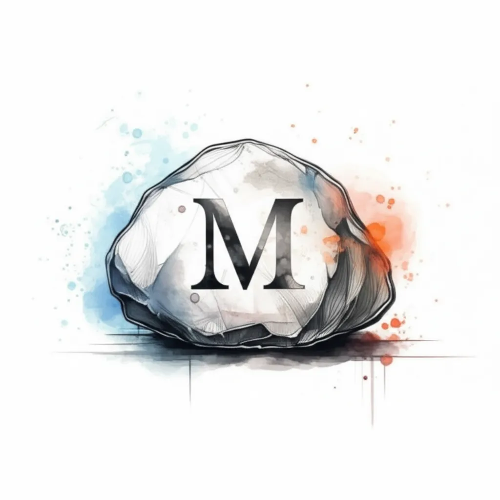 Rock with M Letter Tattoo Design