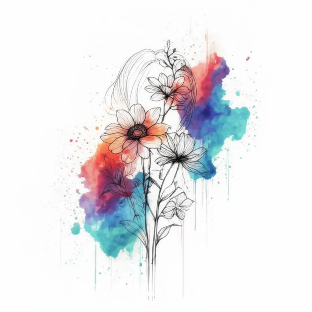 Floral Watercolor Tattoo: Growing Flowers in Darkness