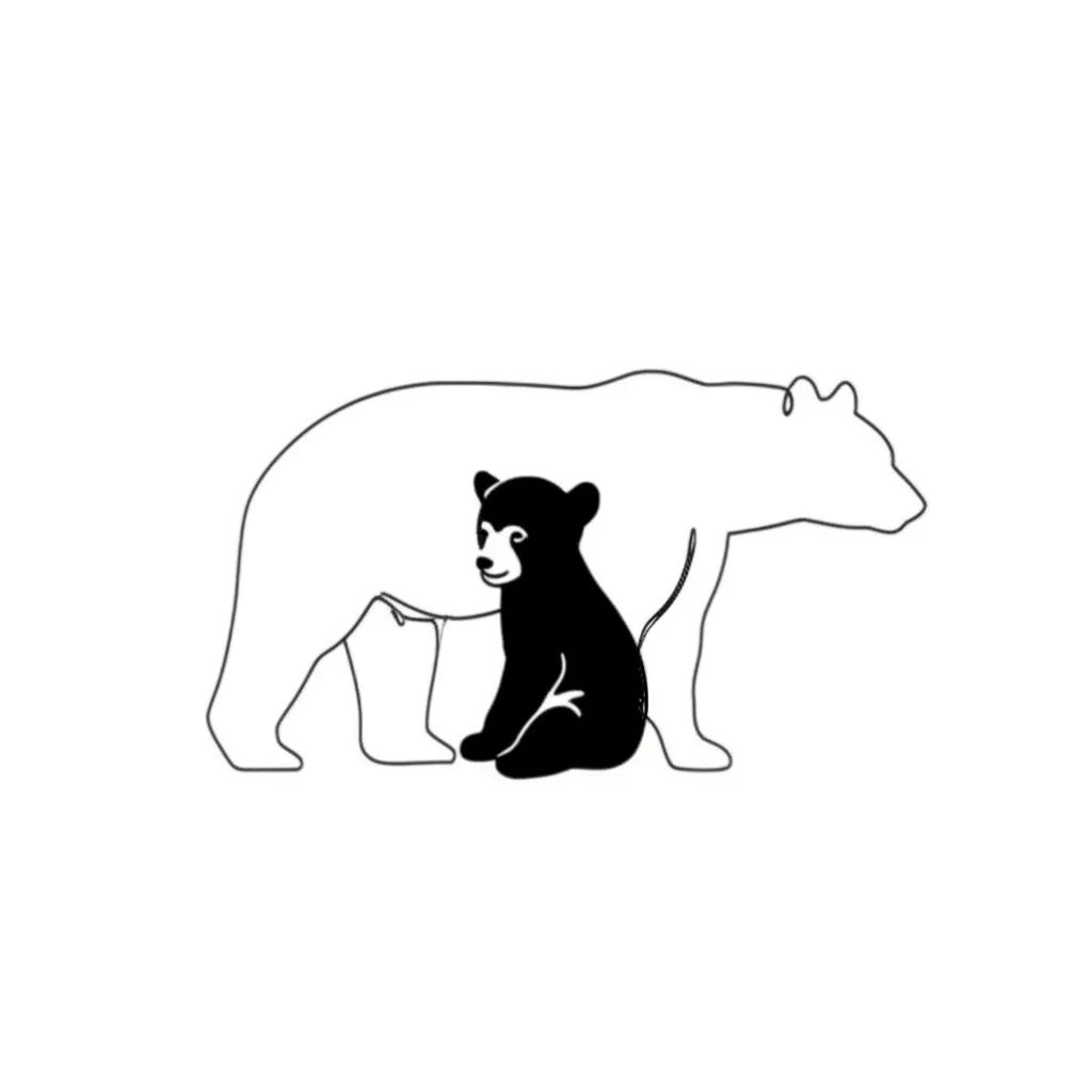 Minimalist Black Bear Cub and Mama Bear Outline Tattoo Minimalist Black Bear Cub and Mama Bear Outline Tattoo