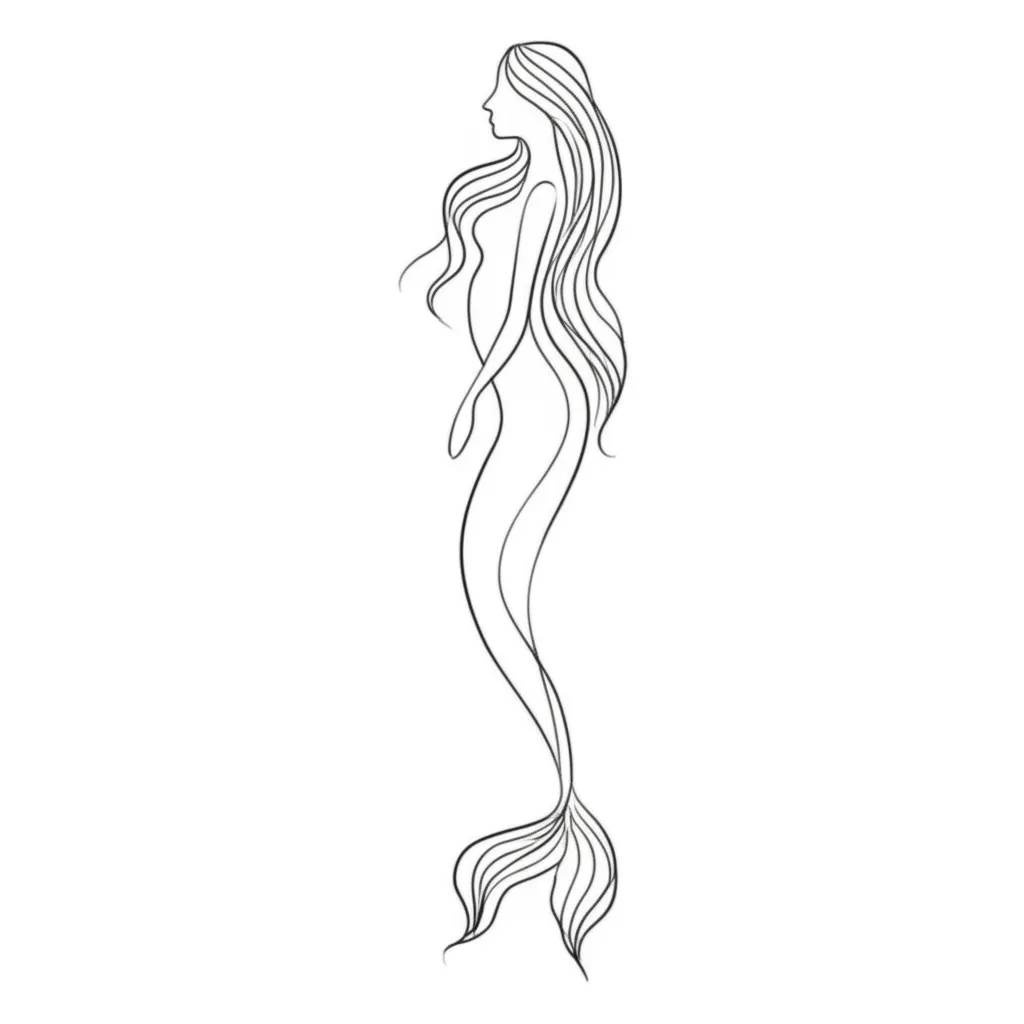 Minimalist Mermaid Tattoo Design: Elegant and Simple