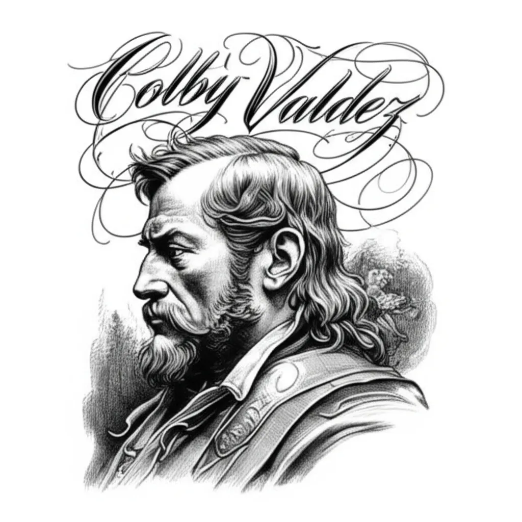 Colby Valdez Cursive Illustrative Tattoo Design Colby Valdez Cursive Illustrative Tattoo Design