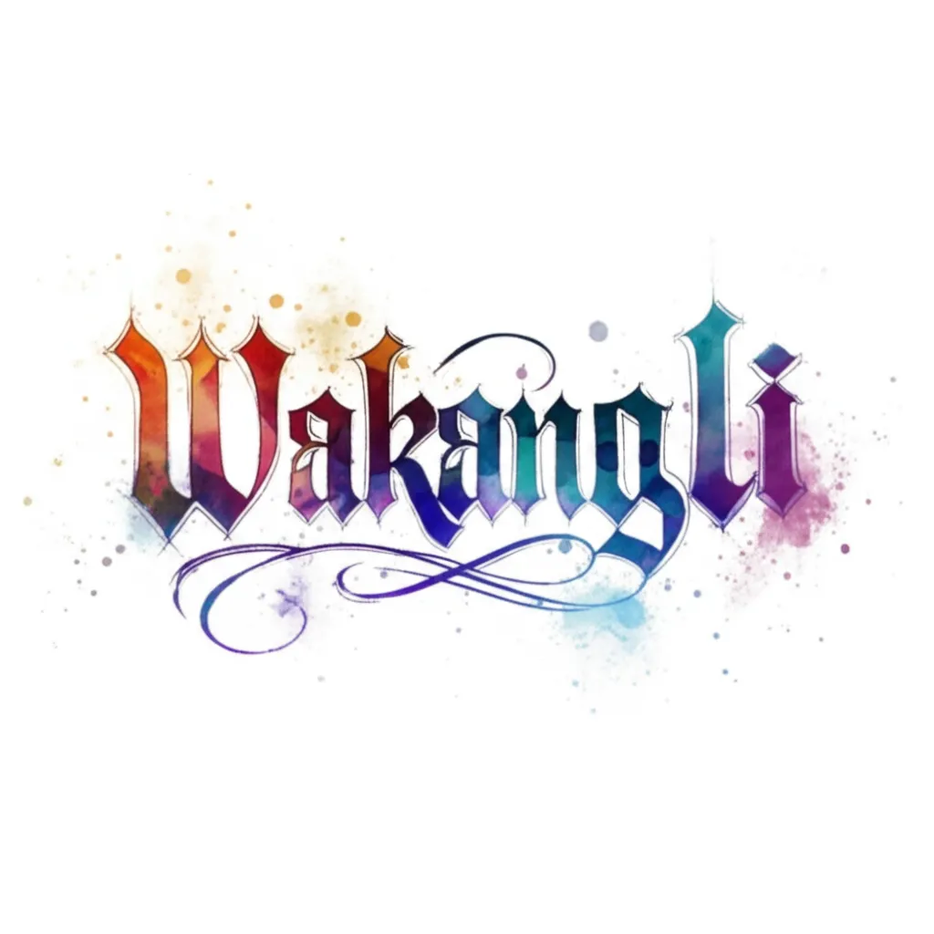 Wakagnali Watercolor Tattoo in Old English Script