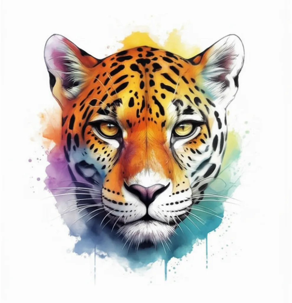 Watercolor Jaguar Face Tattoo - Unique Design & Ideas Watercolor Jaguar Face Tattoo - Unique Design & Ideas