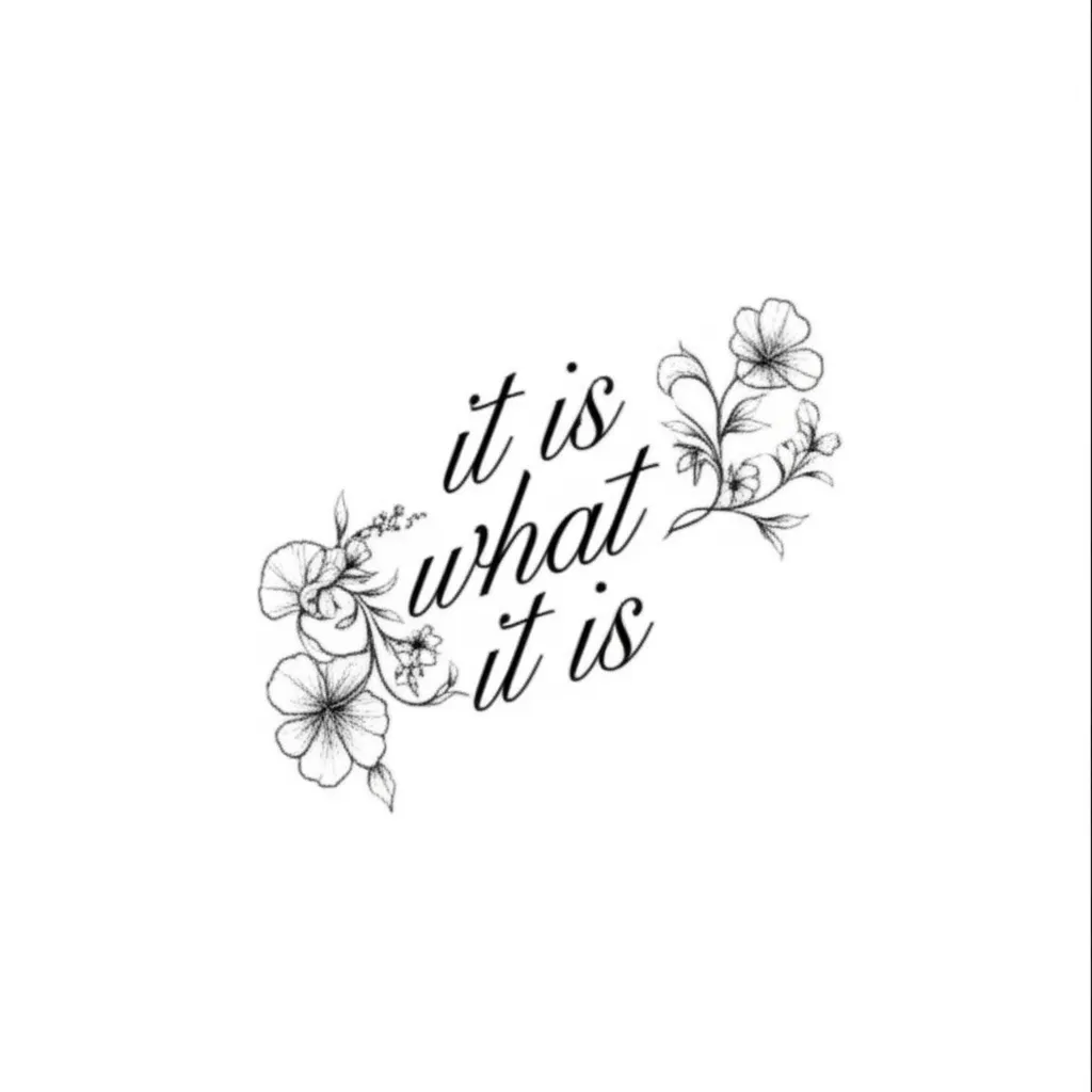 It is what it is Fine Line Tattoo with Vines and Flowers It is what it is Fine Line Tattoo with Vines and Flowers