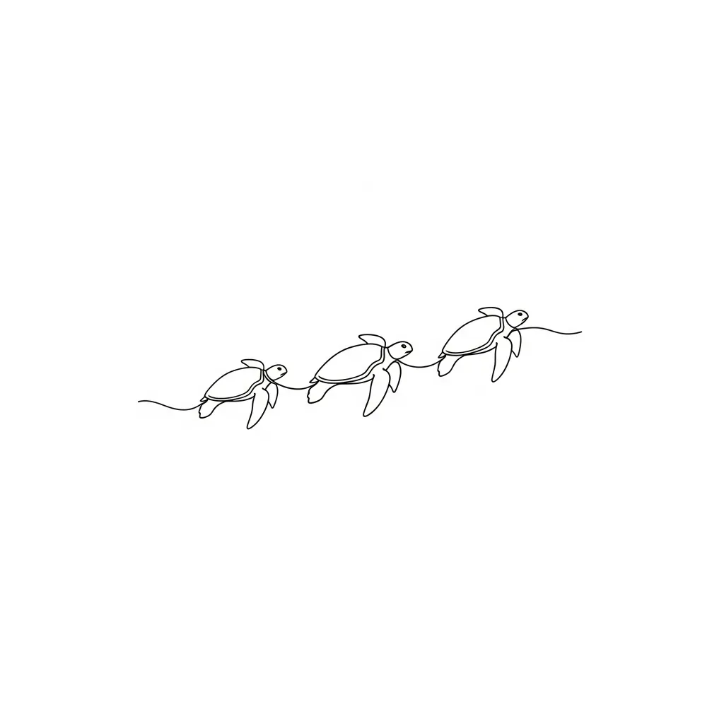 Minimalist Sea Turtle Tattoo Design: Three Turtles in a Row