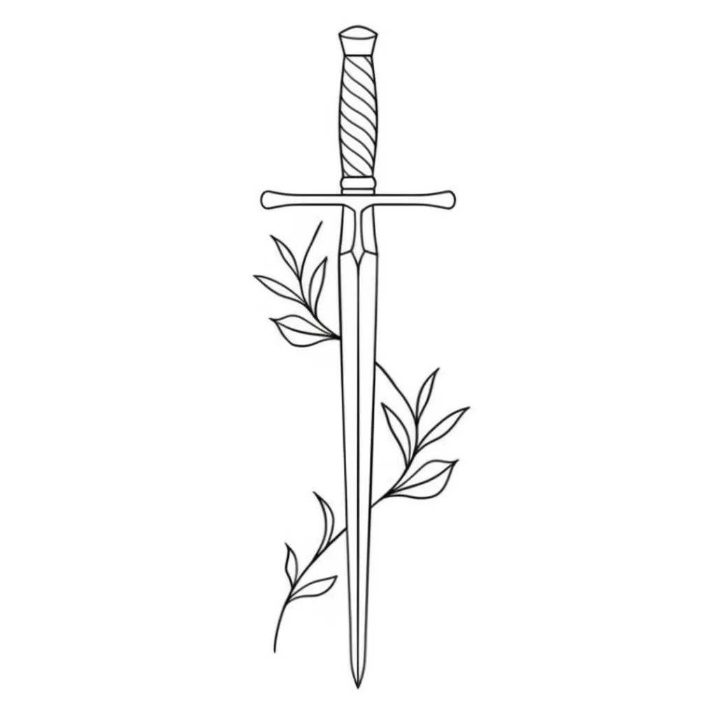 Minimalist Sword and Vines Tattoo Design Minimalist Sword and Vines Tattoo Design