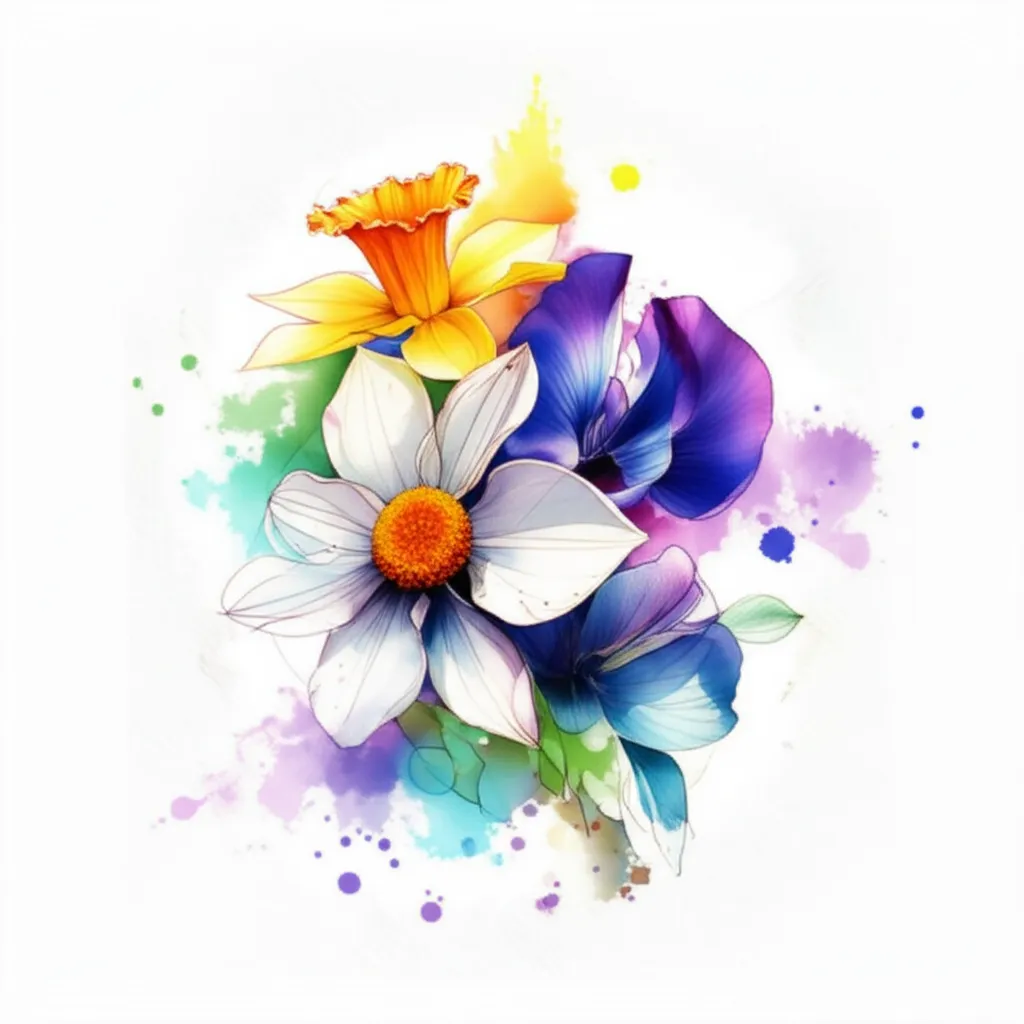 Watercolor Daisy Daffodil Violet Sweet Pea Arm Tattoo Watercolor Daisy Daffodil Violet Sweet Pea Arm Tattoo