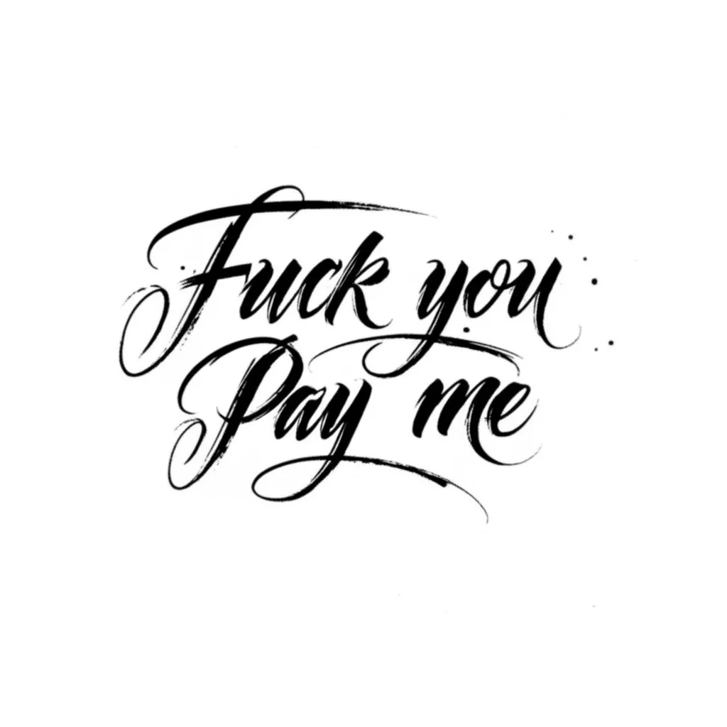 Fuck You Pay Me Calligraphy Tattoo Design