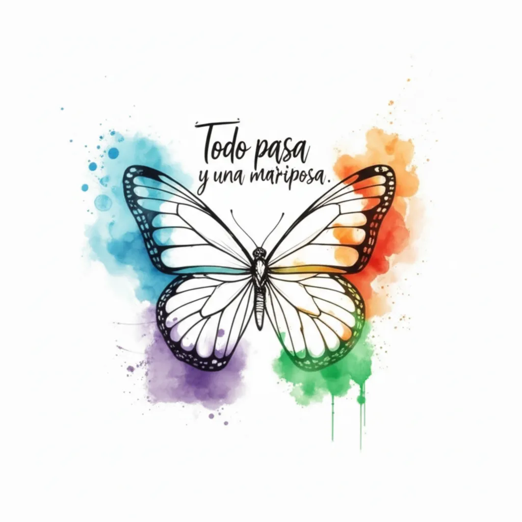 Todo Pasa y Una Mariposa Watercolor Tattoo Design