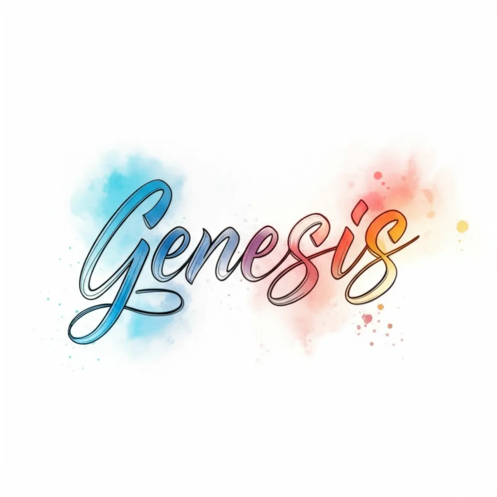 Genesis Watercolor Tattoo Design - Unique Name Tattoo Idea