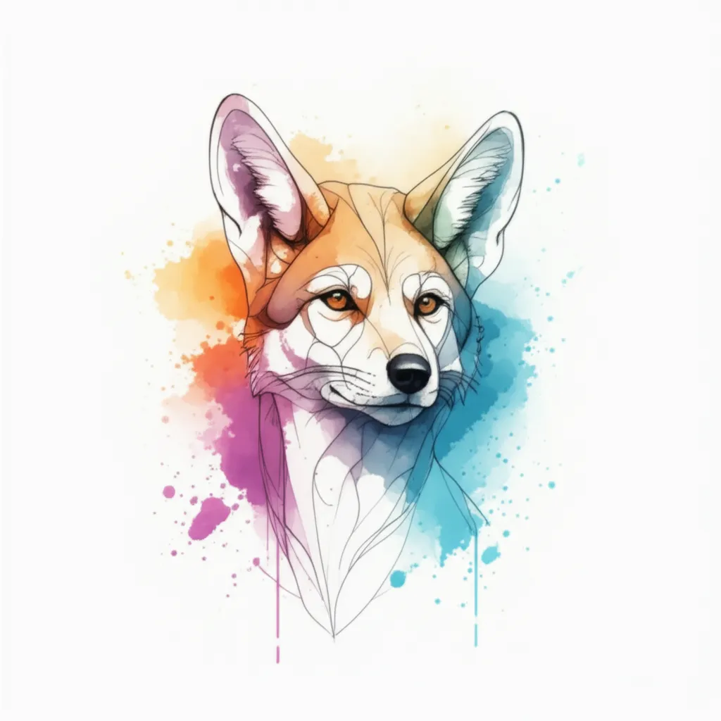 Watercolor Fennec Fox Tattoo Design Watercolor Fennec Fox Tattoo Design