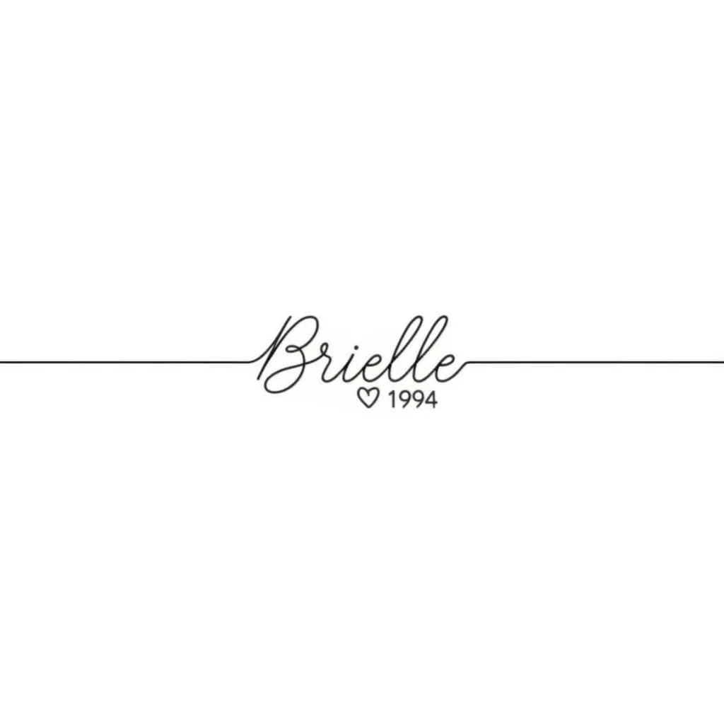 Brielle Name Tattoo with Heart and 1994 - Minimalist Design Brielle Name Tattoo with Heart and 1994 - Minimalist Design