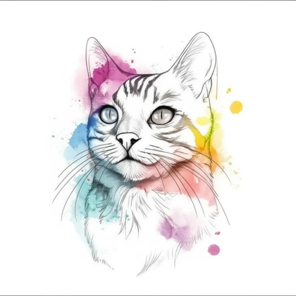 Watercolor Cat Tattoo Design: A Purrfect Memorial Watercolor Cat Tattoo Design: A Purrfect Memorial