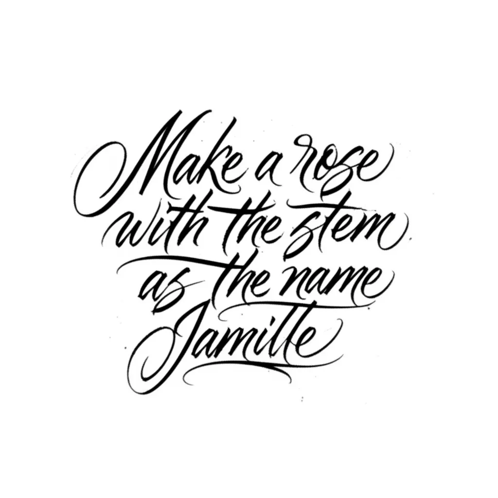 Rose and Name Tattoo: A Unique Calligraphy Design for Jamille