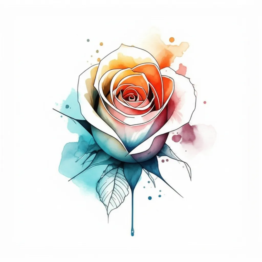 Watercolor Rose Tattoo Design: Simple & Elegant Floral Art