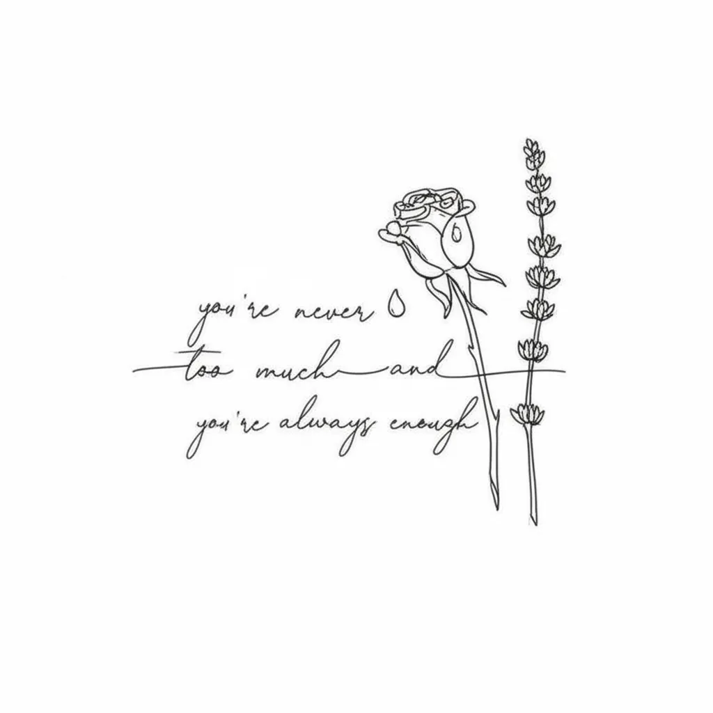 “You're Never Too Much, Always Enough” Minimalist Tattoo Design